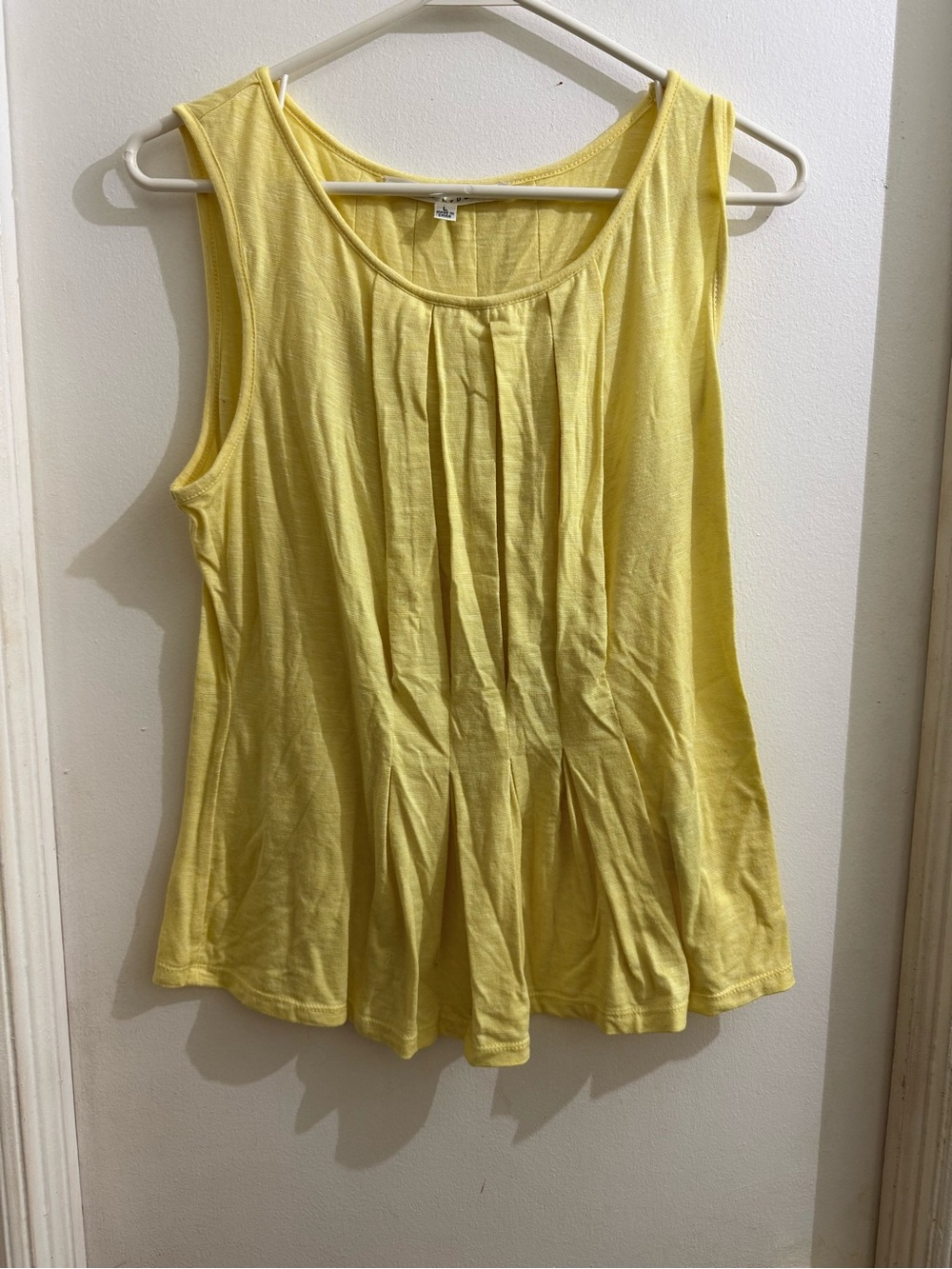Max Studio Yellow Pleated Scoop Neck Tank